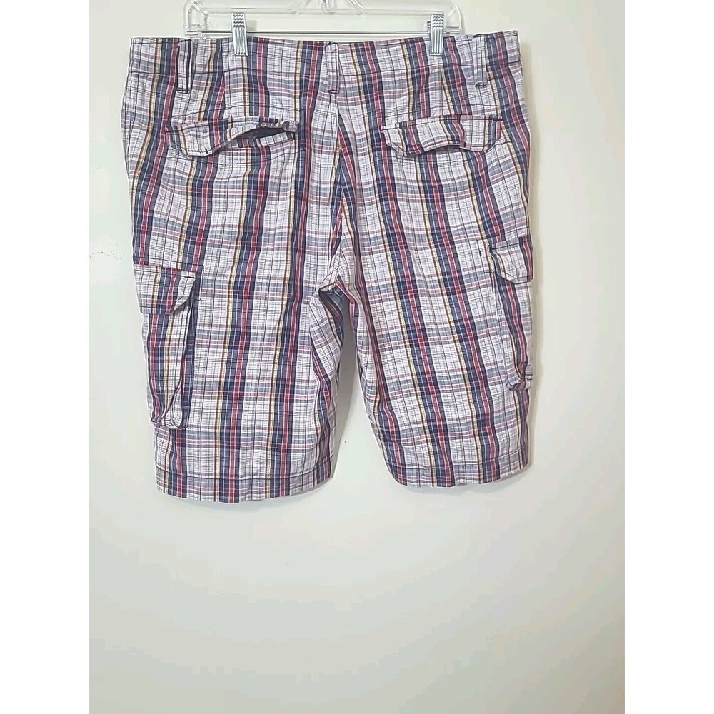 US Expedition Multi-Color Plaid Check Cargo Shorts Mens Size 38 100% Cotton - Picture 2 of 8
